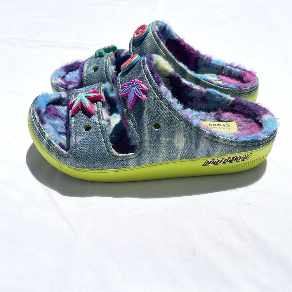 Crocs Half Baked Cozzzy Sandals Mens 7 Womens 9 Denim UCS LLC Blue Green